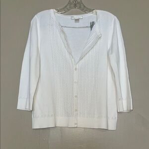 Christopher & Banks White Cardigan V-Neck Long Sleeve